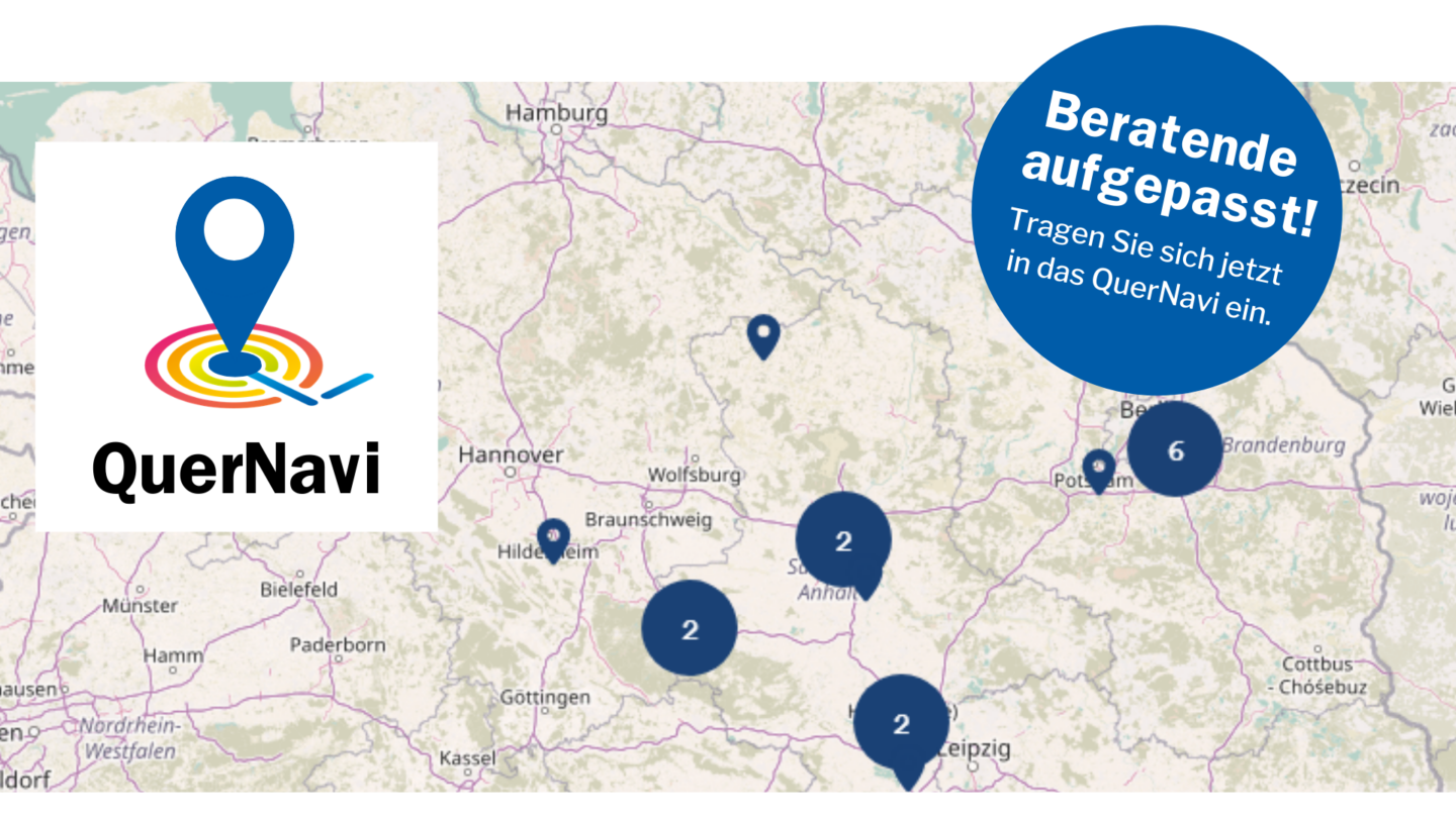 Banner für Beratende zur interaktiven Landkarte mit Beratungs- und Unternehmenssuche QuerNavi