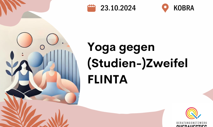 Zwei FLINTA-Personen sitzen im Yoga-Schneidersitz.