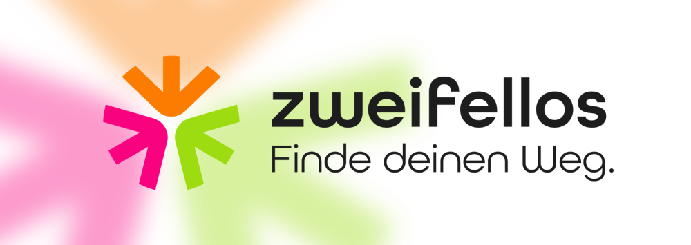 Logo der Initiative Zweifellos - FInde deinen Weg mit den Logopfeilen in Grün, Orange und Magenta