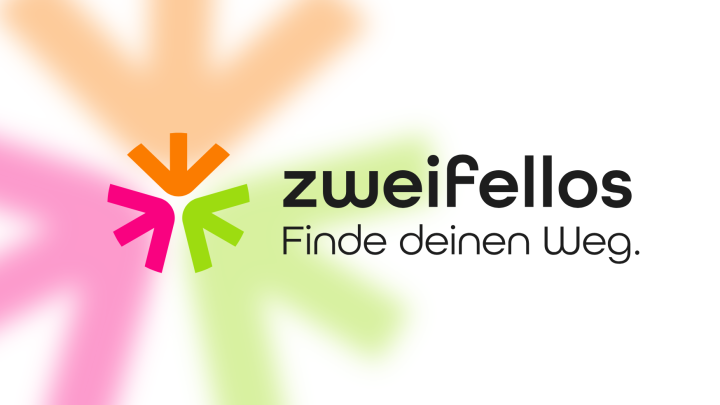 Logo der Initiative Zweifellos - FInde deinen Weg mit den Logopfeilen in Grün, Orange und Magenta